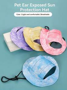 1pc Cute Pet Sun Hat Suitable For Cats And Small Dogs, Summer Kitten Sun Protection Hat With Ear Holes, Adjustable Chin Strap, Suitable For British Shorthair Silver Tabby, Outdoor Baseball Cap Suitable For Puppies And Kittens, Breathable Cool Hat To Relieve Heat, Cute Cat Headwear Photography Prop, Pet Owner Gift - Purple - View 9