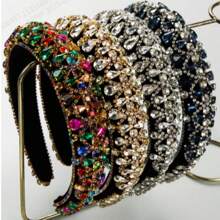 1 pièce Élégant Serre-tête rembourré en velours baroque coréen, Vintage diamant brillant décoré Serre-tête de haute qualité - Convient pour les dames et les filles pour assister à des soirées et des bals, Cadeau de haute qualité exquis pour les amis