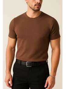 Men's Casual T-Shirt Slim Fit Basic Social Fashion - Rỉ Nâu - Xem 1