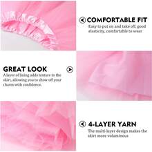 1pc Women Adult Fluffy 3-Layer Tulle Skirt With Lining, Retro 80s Christmas Run Party Ballet Costume, Puffy Tutu Skirt For Spring Summer Autumn Winter - 40cm Skirt Length - View 3