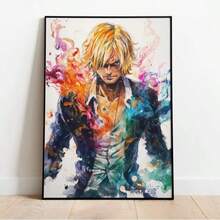 Tranh màu nước in hình nhân vật hoạt hình Zoro, Sanji, tranh anime, tranh trang trí tường chủ đề trò chơi điện tử, tranh ghép, truyện tranh, không khung. - Nhiều màu - Xem 12
