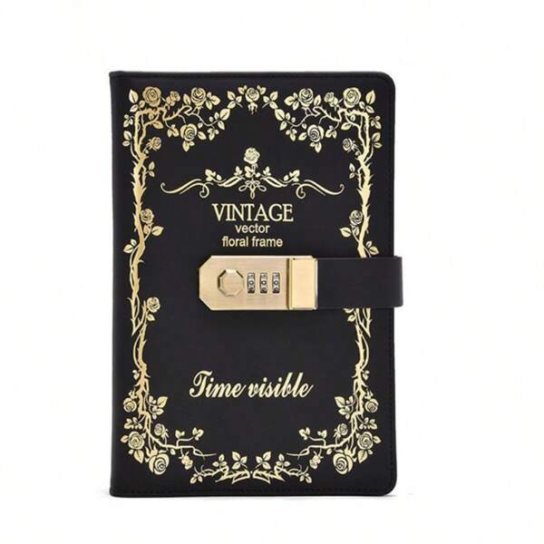 Quaderno con lucchetto a combinazione, dimensioni 220 x 150 mm – Diario con lucchetto – Blocco note segreto  per l'ufficio, portapenne