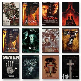 1 pieza/3 piezas de arte de pared disponible con marcos, impresión en lienzo de arte de pared del popular filme Seven1995, pinturas decorativas de película vintage para decoración moderna del hogar y regalos.