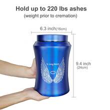 Large Cremation Urns For Adult Human Ashes, Angel Wings In Loving Memory Decorative Funeral Burial Urn For Male Female Ashes With Velvet Bag - Navy Blue - View 2