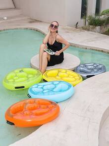 1 pieza Portavasos inflable, cubo de hielo de bar de agua de verano para fiestas, flotador para bebidas de piscina para bañera, playa y decoración de piscina (color de asa aleatorio), artículos esenciales de playa, accesorios de playa - Multicolor - Ver 2