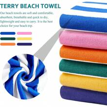 One Packs Oversized 29x58 Inch Stripe Beach Towel Thin Terry Set Extra Large Accessories Essentials Soft Super Absorbent Pool Travel Bath Swim Camping Towels Bulk Men Women Adults Gift Beach Essentials