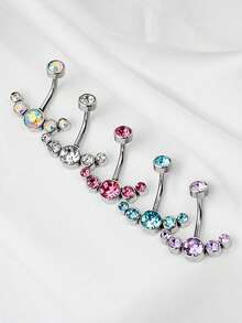 1 件内螺纹钢肚脐穿孔水晶性感肚脐环身体饰品