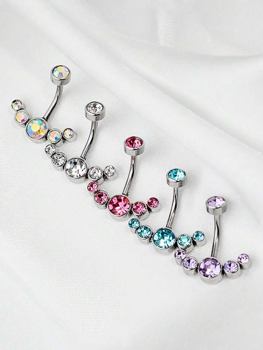 1 件内螺纹钢肚脐穿孔水晶性感肚脐环身体饰品