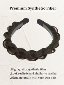 1pc Blonde Fishbone Braid Wig Headband,Non-Slip Teeth Design, Fluffy Fishbone Synthetic Wig Headband,Hair Hoop,Women Braid Fried Dough Twists Headband For Christmas New Year Carnival Music Festival - Multicolor - View 3