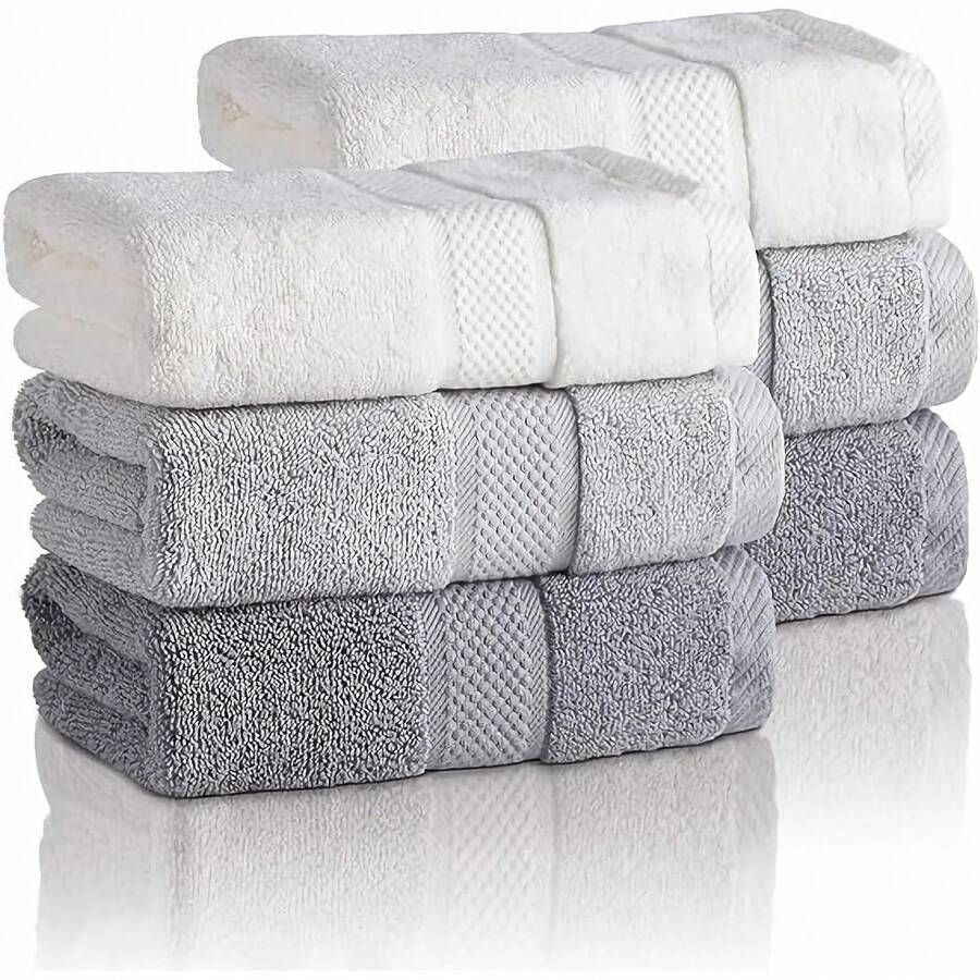 Juego de Toalla de baño Mano de 6 Piezas,Toallas de Mano, Algodón, Tamaño no estándar, Espesor Medio, Suave, de Secado Rápido, Absorbente, Secadora de Apoyo, Toallas para Baño, Cocina, SPA, Gimnasio - 1 - Ver 1