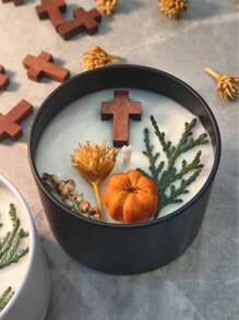 Cross-Shaped Candle, Made Of Natural Soy Wax, Prayer Iron Candle Holder, Suitable For Prayer Ceremonies, Room Decor, And Emergency Lighting
