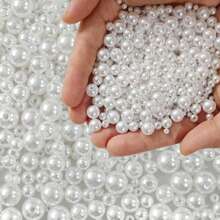 1 Box Of Fashionable Round Beads, 4/6/8/10mm ABS Imitation Pearls, DIY Handmade Production Kit Bracelet Pearl String Necklace Jewelry Production Process Decoration