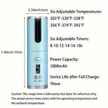 1 自动卷发器，USB 充电手持式自动卷发器，携带方便，适合家庭使用、商务旅行和旅游，送给男士女士的礼物创意独特的礼物顶级酷炫礼物送给她的礼物套装 - 淺藍色 - 查看 3