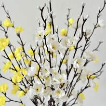 1/4/6Pcs Artificial Flowers Pink Plum Blossom 21.7'' Fake Winter Sweet Long Stem Plastic Flowers Home Hotel Office Wedding Party Garden Decor, Valentine Day, Room Decor Gift Gifts Birthday Graduation