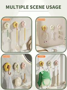 1/3/61PCS Flower-Shaped Suction Cup Hooks, No Need To Punch Holes, Strong Adhesion, Household Bathroom Door Hooks Vacuum Traceless Hooks Bathroom Storage, Strong Load-Bearing Door Traceless Clothes Hooks Bathroom Towel Hooks