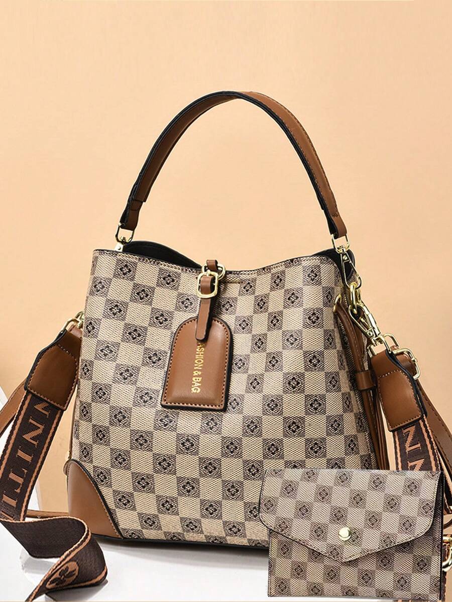 [Conjunto Retrô de Bandoleira] Conjunto de Duas Peças Retrô, Versátil e de Alta Capacidade, Bolsa de Ombro Transversal para Mulheres