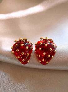 2 piezas Pendientes con colgante de fresa en miniatura, pendientes de moda para mujer, apropiados para fiesta, reunión, cumpleaños y uso diario en verano