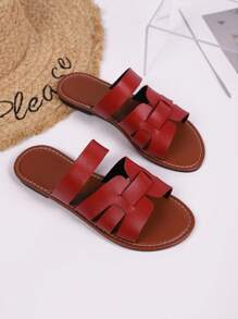 Women's Minimalist Solid Color Casual Hollow Out Open Toe Beach Holiday Party Outdoor Sandals, Summer