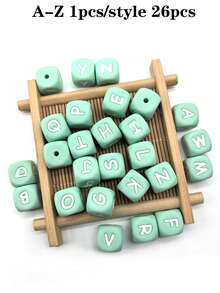 26pcs Silicone Beads, 12mm Square Letter Loose Spacer Beads, Suitable For Handmade DIY Jewelry Making, Bracelets, Necklaces, Keychains / Pen Beads, Mobile Phone Pendants, Bag Accessories, Birthday Gifts, Gifts For Women