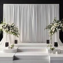 1 优雅白色缎面婚礼背景 - 9.94 英尺 X 6.63 英尺 | 奢华缎面窗帘背景面料 - 白色 | 非常适合生日、周年纪念日、情人节、母亲节等庆祝活动 | 真丝面料,适用于婚礼、新娘派对、舞台装饰、毕业派对和节日庆典、婚礼装饰、夏季礼物、海滩返校学校用品、房间装饰 - 白色 - 查看 3