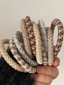 5pcs/Set Twisted Hair Tie Elastic Hair Tie Colorful Knitted Rubber Bands Women Hair Accessories, Hair Tie ,Hair Accessories, Ponytail Holders, Hair Elastics, Hair Bobbles ,Hair Rope Hair Ties Head Accessories - Multicolor - View 11
