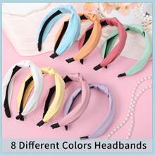 Obeoby 8Pcs Headbands For Women, Fashion Knotted Headband Coffee Series Wide Hairband Girls Hair Accessories