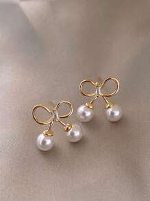 1 Pair Minimalist Small Bow Stud Earrings, Fashion Versatile Earrings Suitable For Women, Daily And Occasions