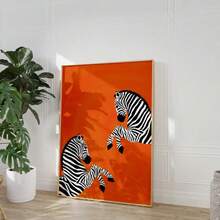 1 幅动物简约斑马橙色海报印刷现代帆布画家居装饰房间艺术装饰墙面艺术可选画框 - 彩色 - 查看 5