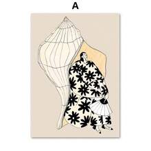 1 件可选框架现代简约墙面艺术线条女孩身体抽象波西米亚高清帆布海报印刷家居卧室客厅装饰 - 彩色 - 查看 66