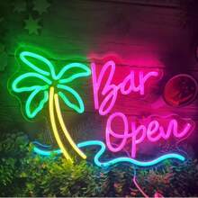 Summer Neon Signage, Wall Decoration Hawaiian Sun Theme Neon Palm Tree Beach Summer House Coffee Shop Holiday Center Party Decoration
