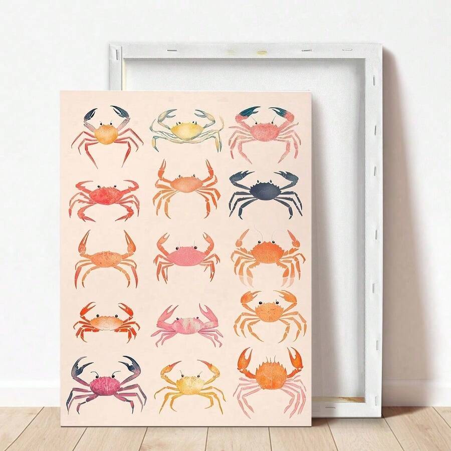 1pc Vintage, Beach Room Decor, Crab Art, Coastal Cowgirl Decor, Surfing Posters, Seafood Prints, Preppy Style Dorm Decor College Girls, Beach House Coconut Girls Paintings In Living Rooms, Bedrooms, Dining Rooms Optional Frames Modern Posters, Wall Arts, Canvas Paintings, And Reusable Frames