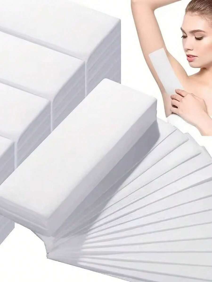 10/30/50/80/100片一次性脱毛蜡纸套装|无纺布和琥珀色纸蜡纸，适用于全身和面部 - 专业沙龙，无痛温和脱毛 - 白色蜡纸，适用于眉毛、腿部、比基尼和身体部位