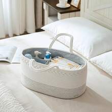 Portable Car Organizer With Removable Divider, Stylish Home Gift,Storage Caddy Organizer, Large Cotton Rope Decorative Basket, Multi-Purpose Table Organizer For Home Storage - White - View 10