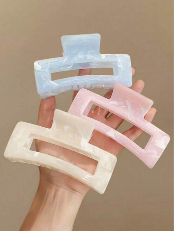 1pc/3pcs/Set Women's Extra Large 3.94-Inch Pink, White, Blue Water Wave Square Hair Clips, High-Quality Elegant, Minimalist, Versatile Ombre Hair Accessories Suitable For Daily, Casual, Party, Work, Vacation, Face Washing, Makeup, Outfit Matching