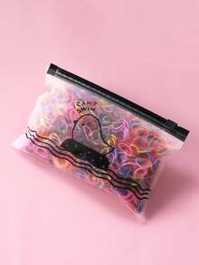 2000pcs Black & Colored Small Size Disposable Hair Ties, Fashion Versatile All-Match High Elastic Hair Rubber Bands For Princess Hairstyle, Ponytail - Multicolor - View 3