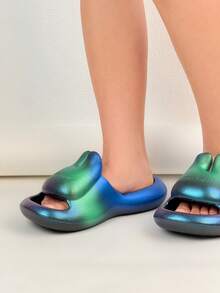 Pantofole leggere da esterno con suola morbida e spessa, per la primavera e l'estate, con gradiente laser, luminose - Verde - Visualizzare 3