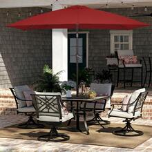 6.5x10 Ft Rectangular Patio Umbrellas Outdoor Market Umbrella With Push Button Tilt And Crank, Rectangle Table Umbrella 6 Sturdy Ribs UV Protection For Pool Garden Backyard Deck, Red - 紅色 - 查看 2