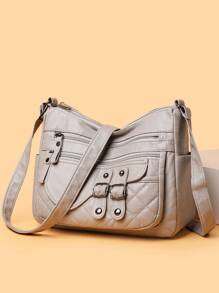 1 Pieza Mochila de Bandolera Versátil de Color Gris Claro. Cartera Minimalista para Mujer con Cremalleras Dobles y Correa Ajustable, Bolso de Hombro Elegante para Uso Diario, Viaje y Atuendos Casuales, Ligero y Estructurado con Bolsillo Frontal y Compartimentos Laterales, Bolso Neutro a Juego con Ropa de Oficina y Estilo Callejero. Perfecto para Estudiantes Universitarios, Trabajadores de Cuello Blanco y Madres para Uso Diario. Esencial para Viajar en Verano.
