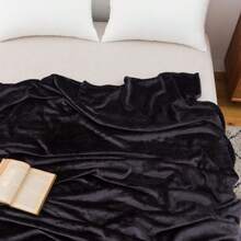 Plaid réversible en flanelle et polaire - 100% polyester tissé, couverture douce et moelleuse légère, pour toutes les saisons, pour canapé et lit, design contemporain unicolore sans impression, artisanat, 250-300 g/m²