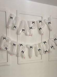 33pcs Pink Bow Birthday Balloon Set, 16" White/Black/Pink/Cream Happy Birthday Banner, Pink Mini Bow Decor, Birthday Party Decoration, Anniversary, Proposal, Wedding