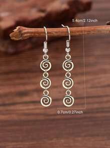 1 Pair Retro Distressed Versatile Creative Fashion Spiral Geometric Dangle Earrings, Suitable For Women Everyday/Travel Outfits