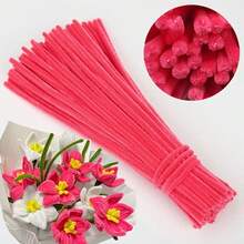 100 件多色雪尼尔管道清洁器，适用于手工艺和 DIY 项目，双色可选扭绳清洁器套件，管道清洁器花套装