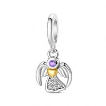 1 peça de pingente de prata esterlina 925 com pingente de árvore da paz em formato de coração e anjo, formato de diamante colorido, faça você mesmo, joias para combinar com roupas do dia a dia, decoração para meninas/mulheres, dia dos namorados
