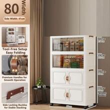 5/4/3/2/1 Tier Storage Cabinet Folding Storage Box, Home Living Room Toy Cabinet, Storage Rack, Snack Cabinet, No Assembly Required, Kitchen Storage Cabinet