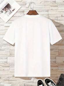 T-shirt bianca da uomo con motivo a scritta Boxchampion, t-shirt da uomo con scollo rotondo, 220 g/m², per l'estate, in puro cotone, maniche corte (1 pezzo)