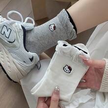 Sanrio 1Pair Sanrio Socks For Women For Spring And Summer, Thin, Hello Kitty, Cute, Preppy, Versatile Socks