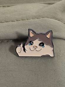 1pc Cartoon Strong Cat Thumbs Up Enamel Badge, Cute Sad Crying Cat Brooch, Backpack Lapel Pin Decor, Gift For Kids And Friends - Multicolor - View 6