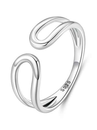1pc S925 Silver Minimalist Water Drop Double Layer Open Ring, Suitable For Women's Daily Wear, Birthday & Anniversary Gift