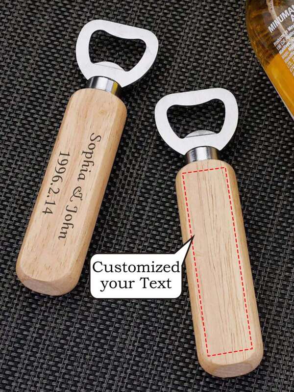 1pc/5pcs/10pcs Wooden Round Hand-Held Bottle Opener, Classic Bar Tool, Suitable For Home & Bar, Wedding Party Favor, Made Of Natural Wood, Unique Ideal Gift For Mother's Day, Men, Women, Boyfriend, Girlfriend, Mom, Birthday