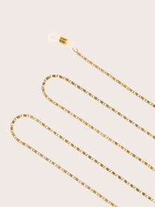 1pc Minimalist Fashion Metal Eyeglasses Chain, Unisex Non-Slip Stylish Eyewear Strap - Gold - View 2